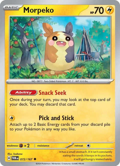 Morpeko #072/167 Reverse Holofoil Pokémon card from Twilight Masquerade