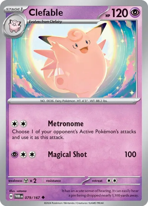 Clefable #079/167 Pokémon card from Twilight Masquerade