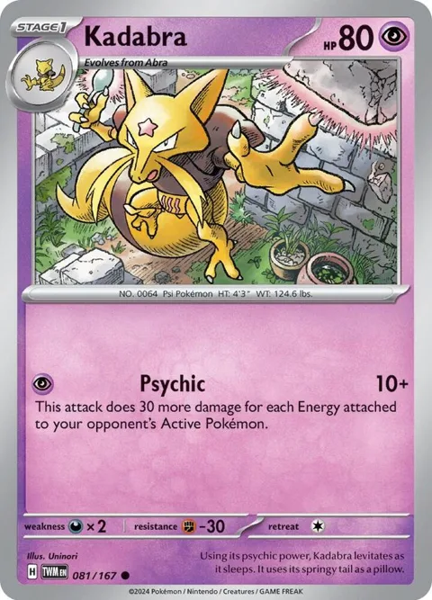 Kadabra #081/167 Reverse Holofoil Pokémon card from Twilight Masquerade