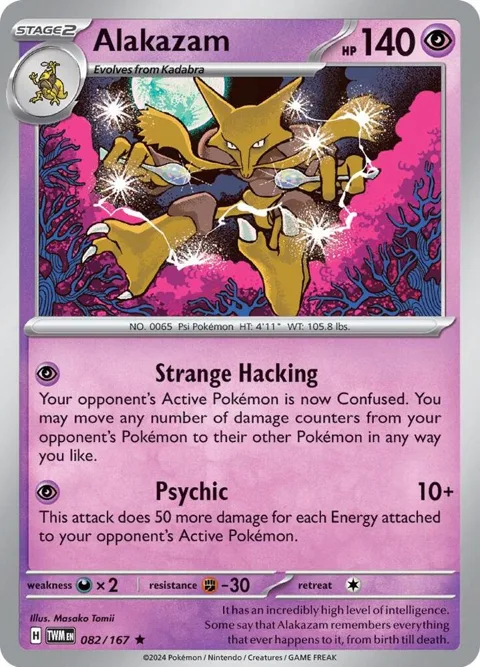 Alakazam #082/167 Reverse Holofoil Pokémon card from Twilight Masquerade
