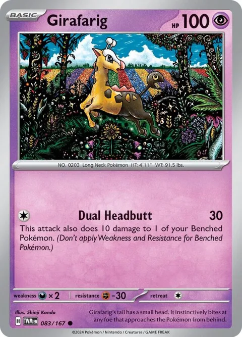 Girafarig #083/167 Pokémon card from Twilight Masquerade
