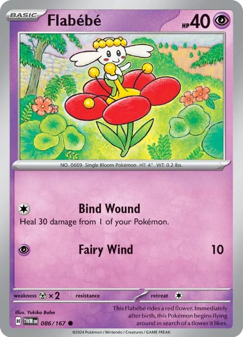 Flabebe #086/167 Reverse Holofoil Pokémon card from Twilight Masquerade