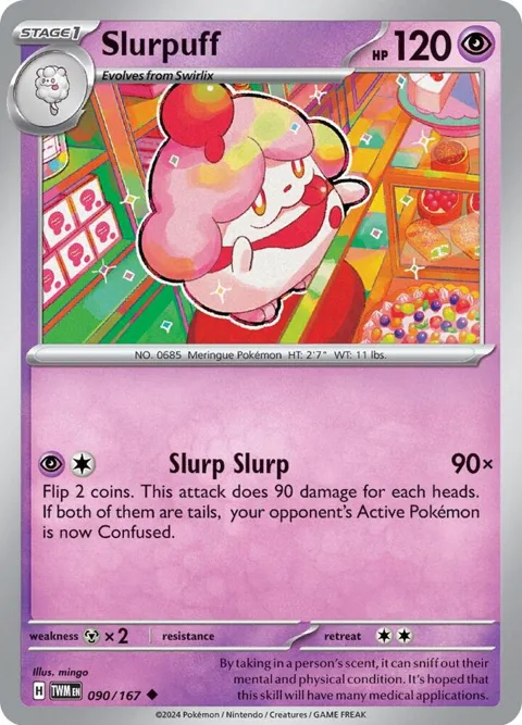 Slurpuff #090/167 Pokémon card from Twilight Masquerade
