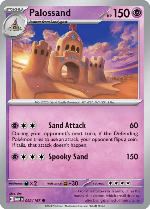 Palossand #092/167 Reverse Holofoil Pokémon card from Twilight Masquerade