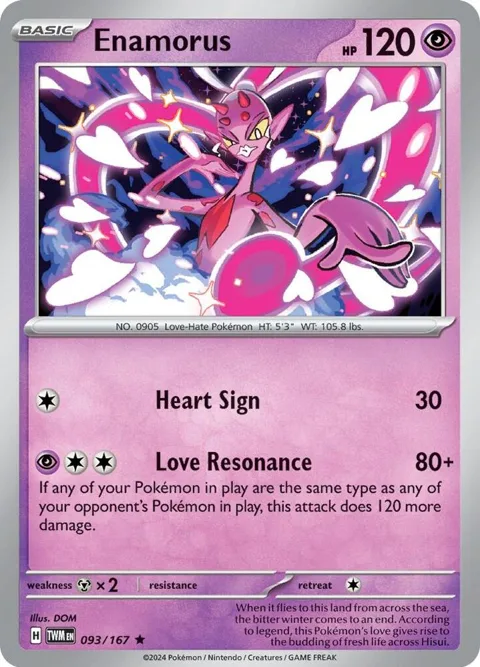 Enamorus #093/167 Holofoil Pokémon card from Twilight Masquerade