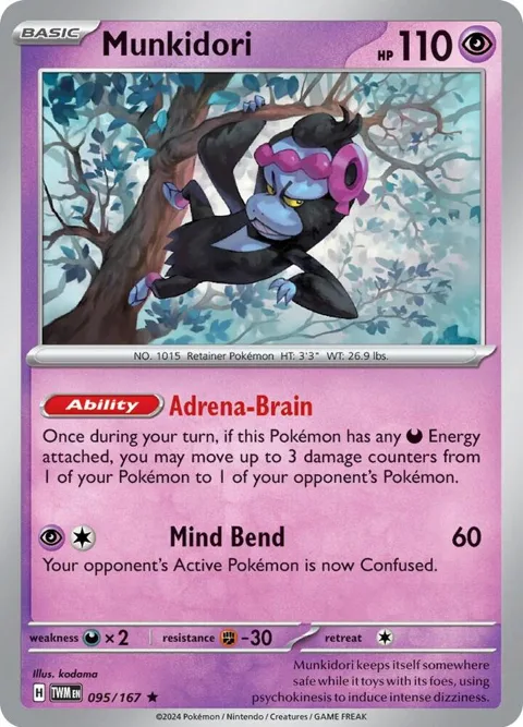 Munkidori #095/167 Reverse Holofoil Pokémon card from Twilight Masquerade