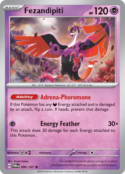 Fezandipiti #096/167 Reverse Holofoil Pokémon card from Twilight Masquerade