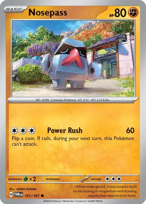 Nosepass #101/167 Reverse Holofoil Pokémon card from Twilight Masquerade