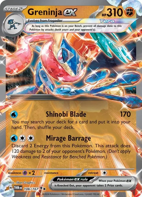 Greninja ex #106/167 Holofoil Pokémon card from Twilight Masquerade