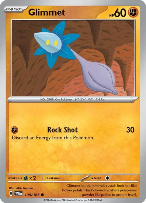 Glimmet #108/167 Reverse Holofoil Pokémon card from Twilight Masquerade