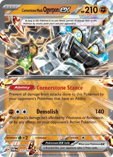 Cornerstone Mask Ogerpon ex #112/167 Holofoil Pokémon card from Twilight Masquerade