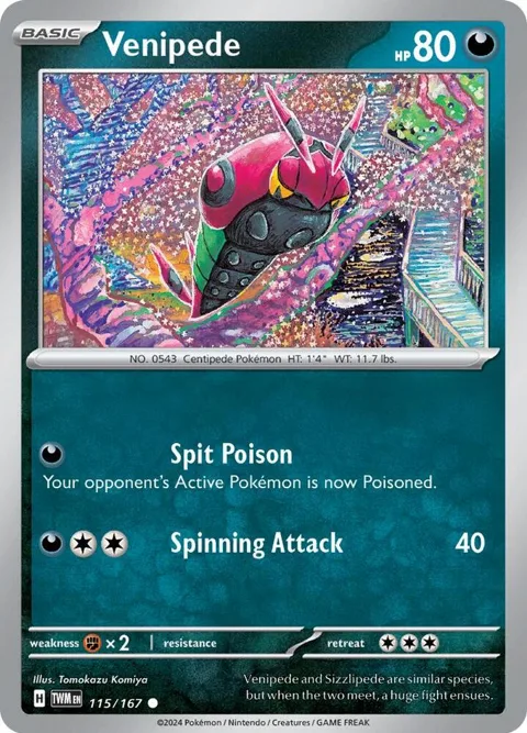 Venipede #115/167 Pokémon card from Twilight Masquerade