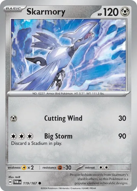 Skarmory #119/167 Pokémon card from Twilight Masquerade