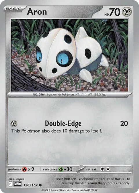 Aron #120/167 Reverse Holofoil Pokémon card from Twilight Masquerade