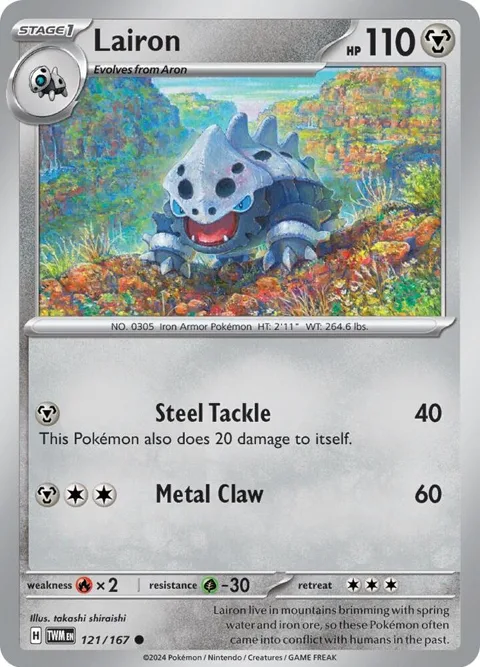 Lairon #121/167 Pokémon card from Twilight Masquerade
