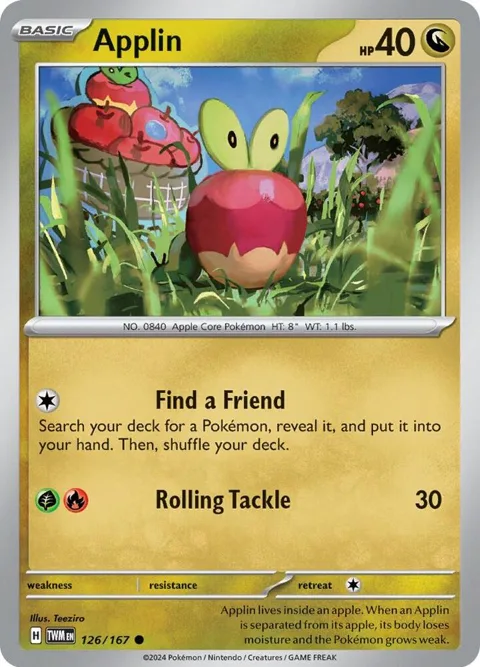 Applin #126/167 Reverse Holofoil Pokémon card from Twilight Masquerade