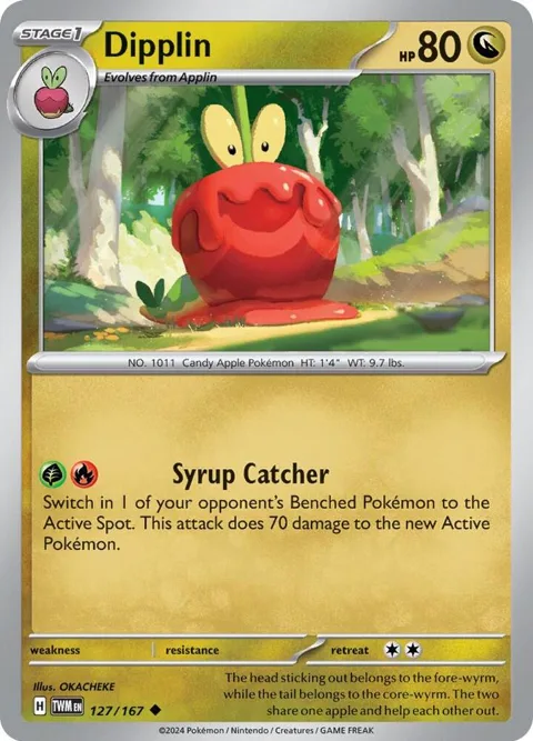 Dipplin #127/167 Reverse Holofoil Pokémon card from Twilight Masquerade