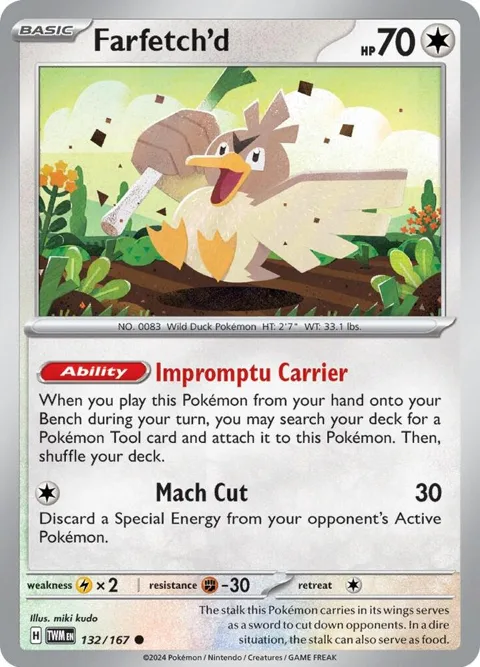 Farfetch'd #132/167 Reverse Holofoil Pokémon card from Twilight Masquerade