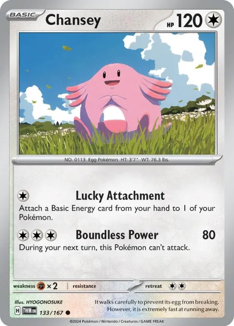Chansey #133/167 Reverse Holofoil Pokémon card from Twilight Masquerade