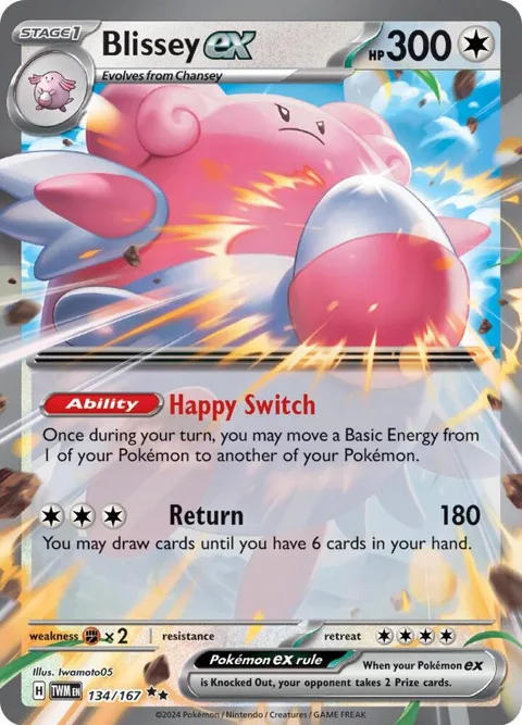 Blissey ex #134/167 Holofoil Pokémon card from Twilight Masquerade