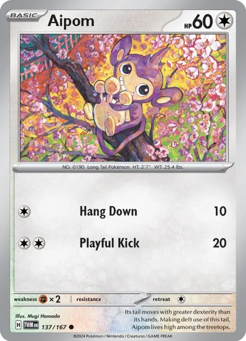 Aipom #137/167 Reverse Holofoil Pokémon card from Twilight Masquerade