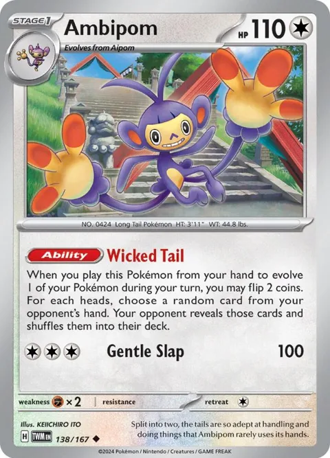Ambipom #138/167 Pokémon card from Twilight Masquerade