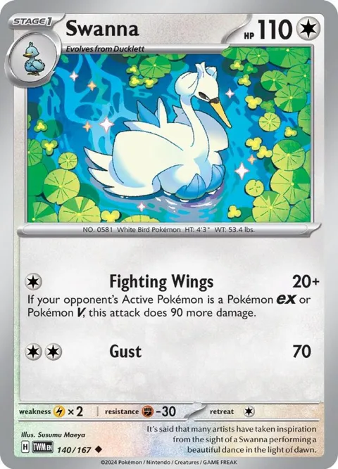 Swanna #140/167 Pokémon card from Twilight Masquerade