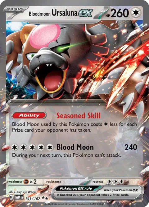 Bloodmoon Ursaluna ex #141/167 Holofoil Pokémon card from Twilight Masquerade