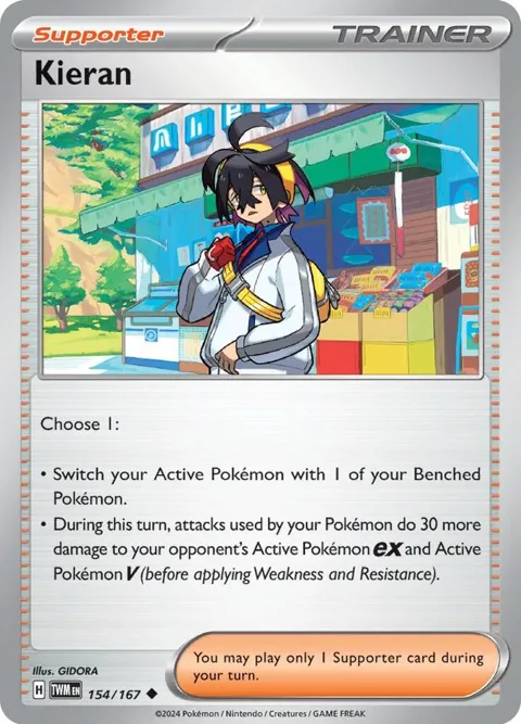 Kieran #154/167 Pokémon card from Twilight Masquerade