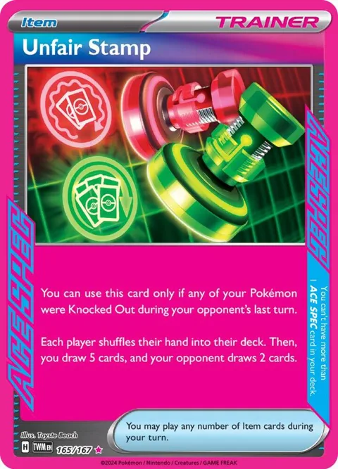 Unfair Stamp #165/167 Holofoil Pokémon card from Twilight Masquerade