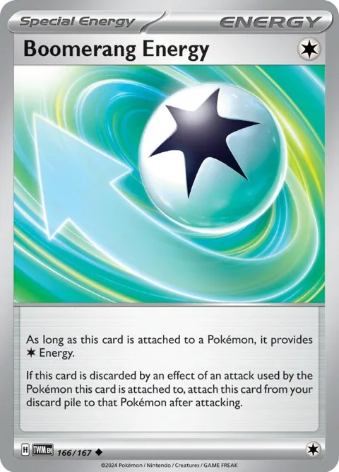 Boomerang Energy #166/167 Reverse Holofoil Pokémon card from Twilight Masquerade