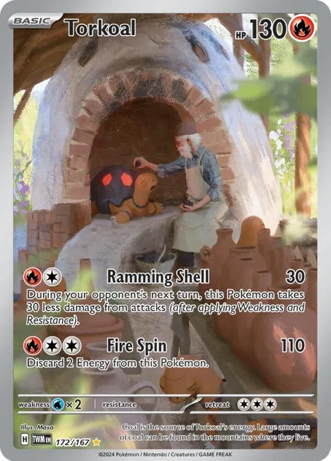 Torkoal #172/167 Holofoil Pokémon card from Twilight Masquerade