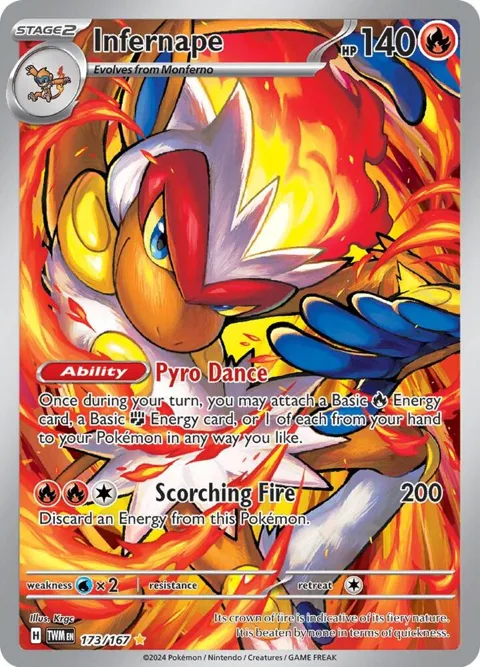 Infernape #173/167 Holofoil Pokémon card from Twilight Masquerade