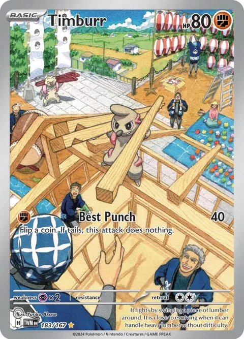 Timburr #183/167 Holofoil Pokémon card from Twilight Masquerade