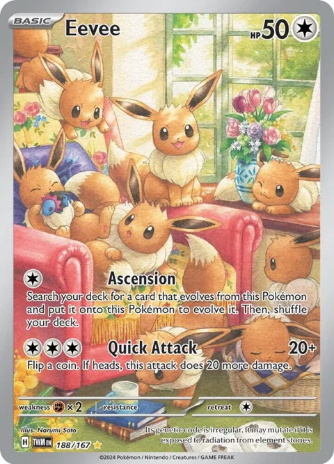 Eevee #188/167 Holofoil Pokémon card from Twilight Masquerade