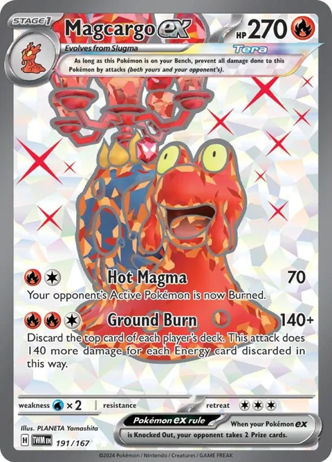 Magcargo ex #191/167 Holofoil Pokémon card from Twilight Masquerade