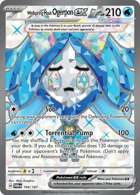 Wellspring Mask Ogerpon ex #194/167 Holofoil Pokémon card from Twilight Masquerade