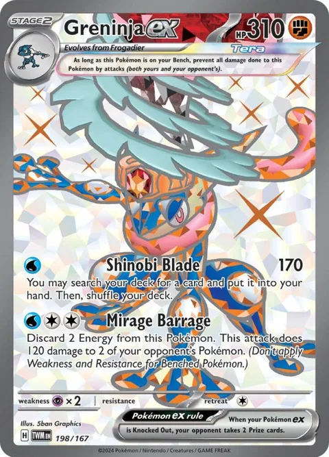 Greninja ex #198/167 Holofoil Pokémon card from Twilight Masquerade