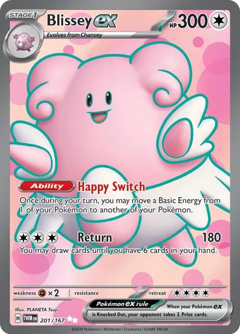 Blissey ex #201/167 Holofoil Pokémon card from Twilight Masquerade