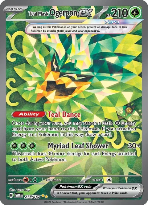 Teal Mask Ogerpon ex #211/167 Holofoil Pokémon card from Twilight Masquerade