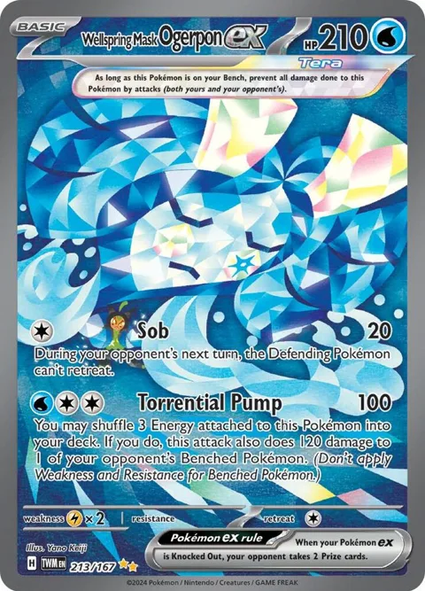 Wellspring Mask Ogerpon ex #213/167 Holofoil Pokémon card from Twilight Masquerade