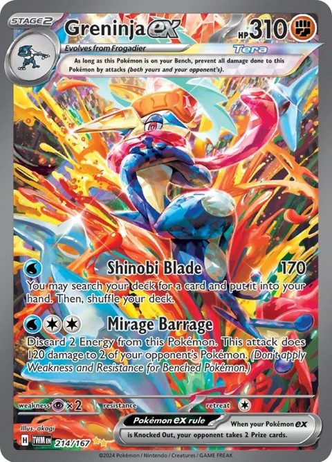 Greninja ex #214/167 Holofoil Pokémon card from Twilight Masquerade