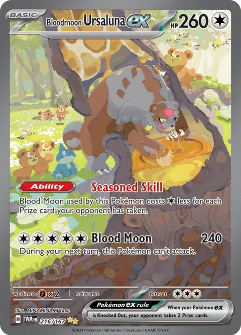 Bloodmoon Ursaluna ex #216/167 Holofoil Pokémon card from Twilight Masquerade