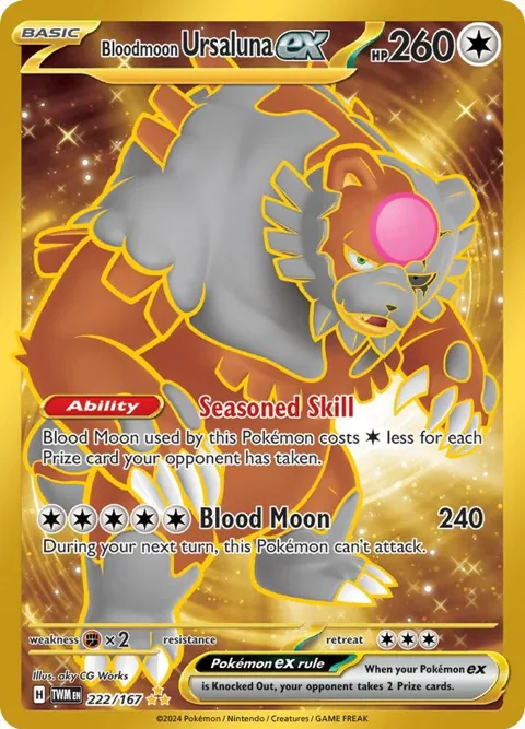 Bloodmoon Ursaluna ex #222/167 Holofoil Pokémon card from Twilight Masquerade