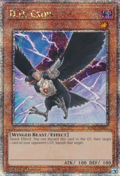 D.D. Crow Quarter Century Secret Rare RA02-EN002 Yu-Gi-Oh card from 25th Anniversary Rarity Collection II