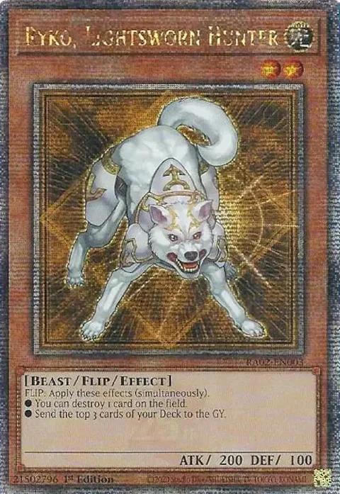 Ryko, Lightsworn Hunter Quarter Century Secret Rare RA02-EN003 Yu-Gi-Oh card from 25th Anniversary Rarity Collection II