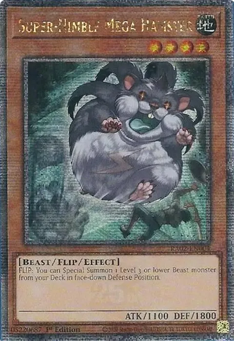 Super-Nimble Mega Hamster Quarter Century Secret Rare RA02-EN004 Yu-Gi-Oh card from 25th Anniversary Rarity Collection II