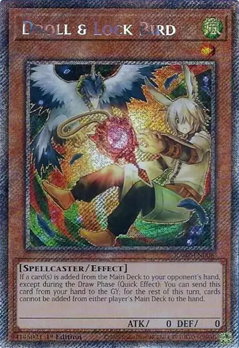 Droll & Lock Bird Alt Art Platinum Secret Rare RA02-EN006 Yu-Gi-Oh card from 25th Anniversary Rarity Collection II
