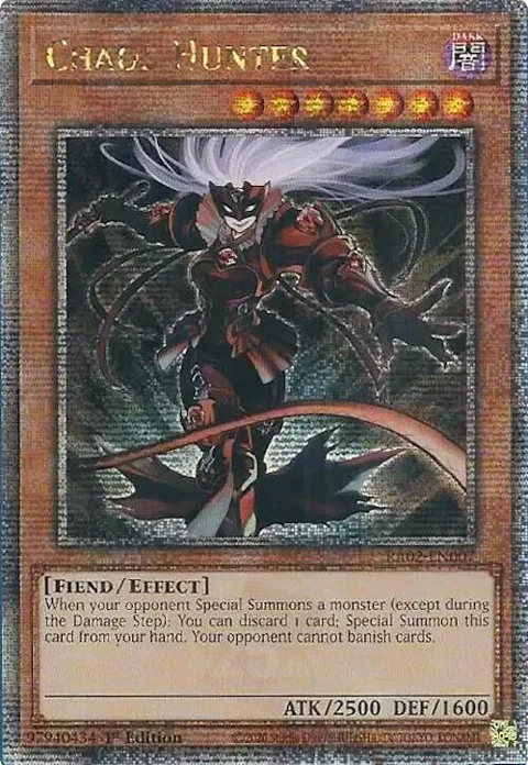 Chaos Hunter Quarter Century Secret Rare RA02-EN007 Yu-Gi-Oh card from 25th Anniversary Rarity Collection II