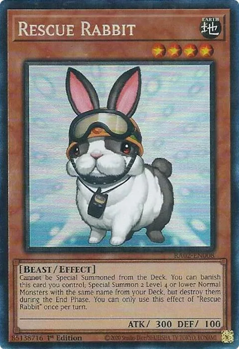 Rescue Rabbit Prismatic Collector's Rare RA02-EN008 Yu-Gi-Oh card from 25th Anniversary Rarity Collection II